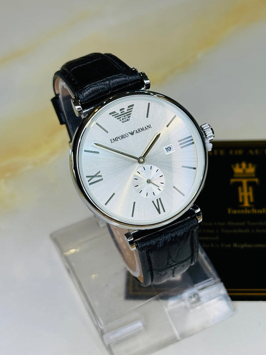 Black Silver White Emporio Down Second Watch