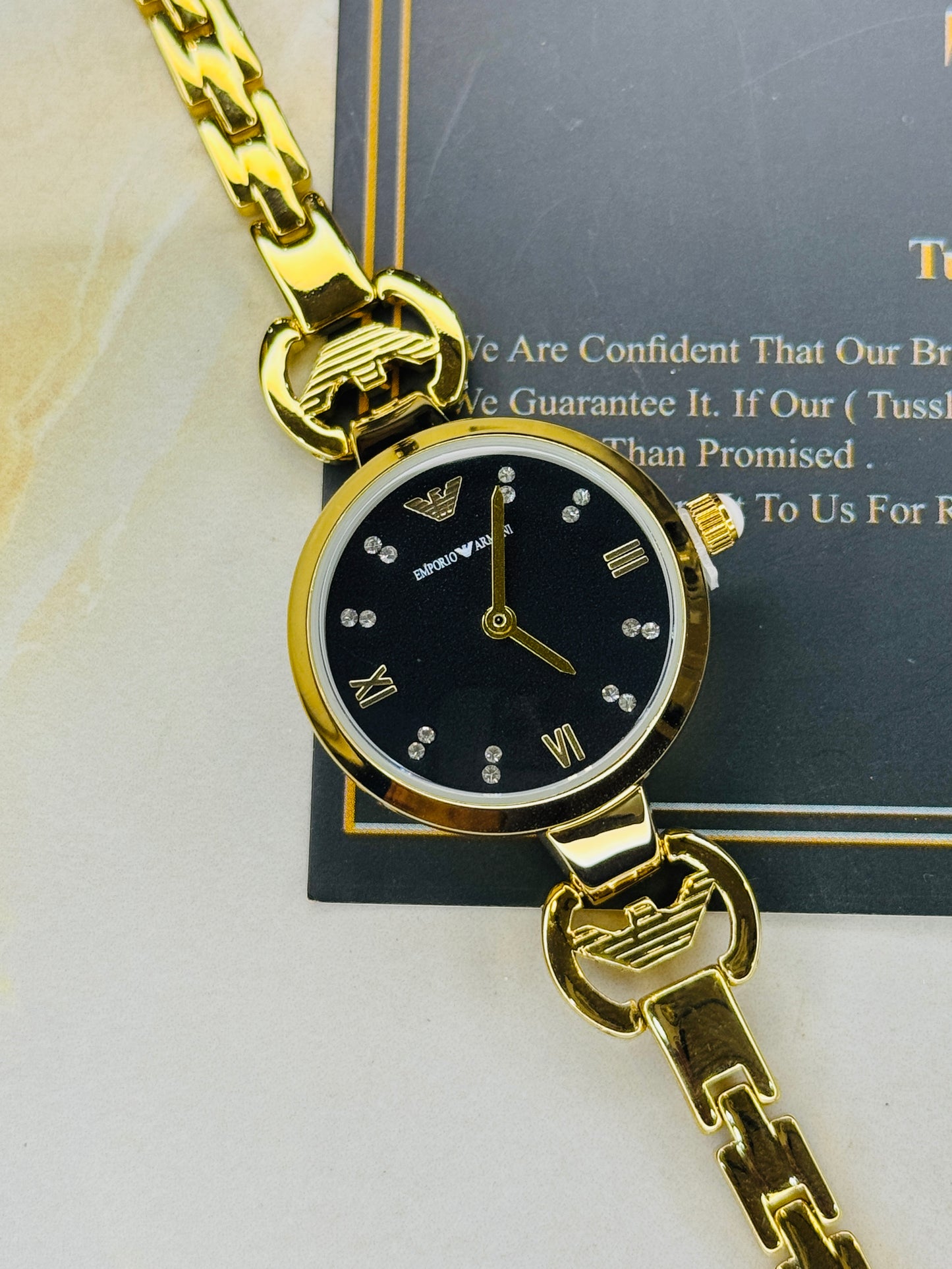 Emporio Gold Black Watch for her