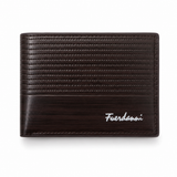 Fuerdanni Men's Slim Leather Bifold Wallet - Perforated Accent Design