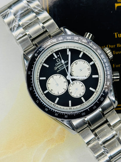 Speedmaster Panda Dial Silver Automatic Master Clone Watch