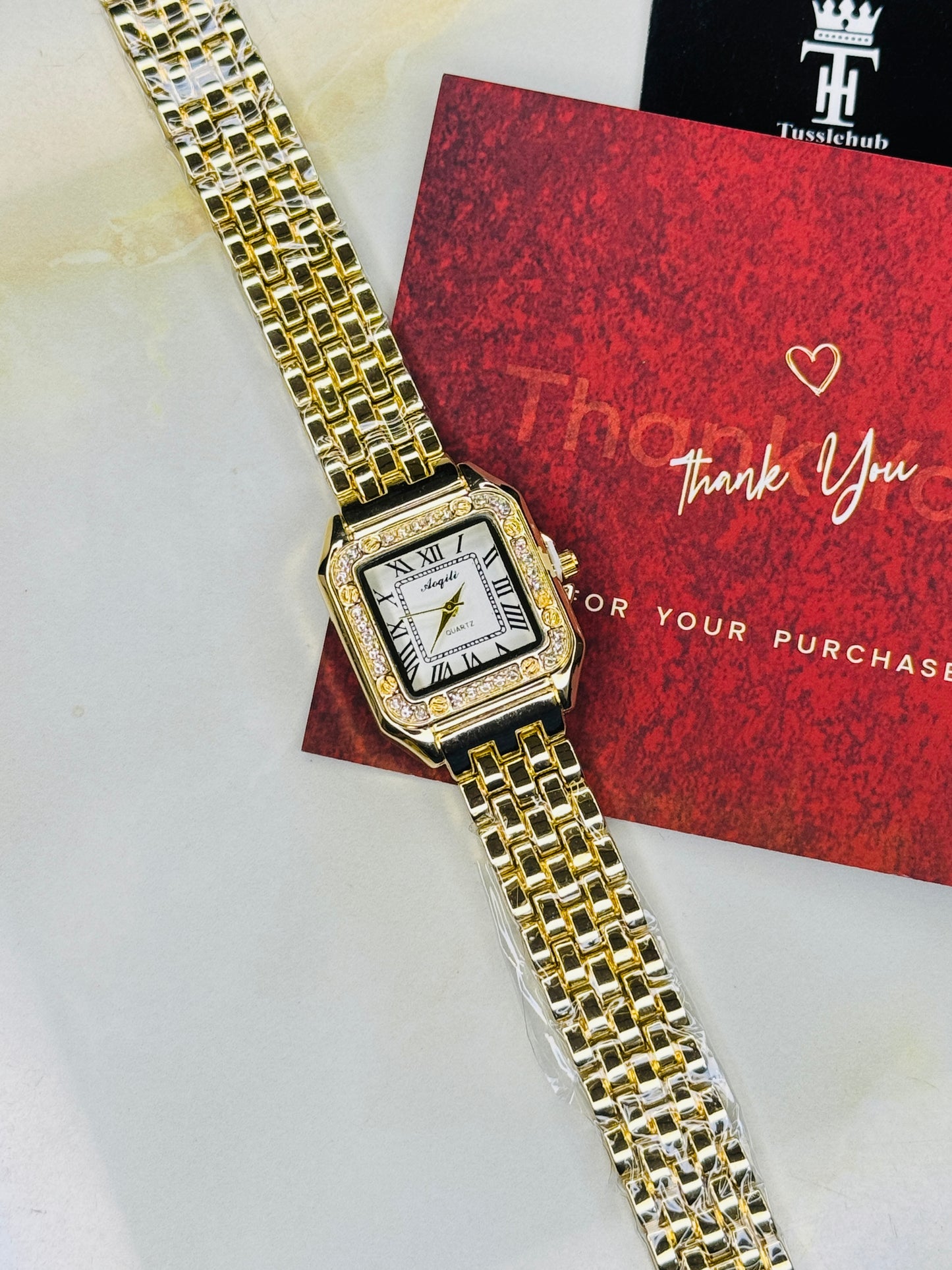 Gold White zircon Santos Watch For Her