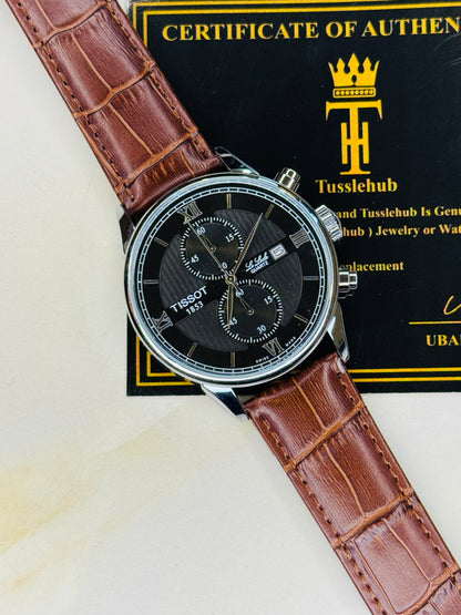 Le Lode Brown Leather Chronograph Dial Tissot Watch