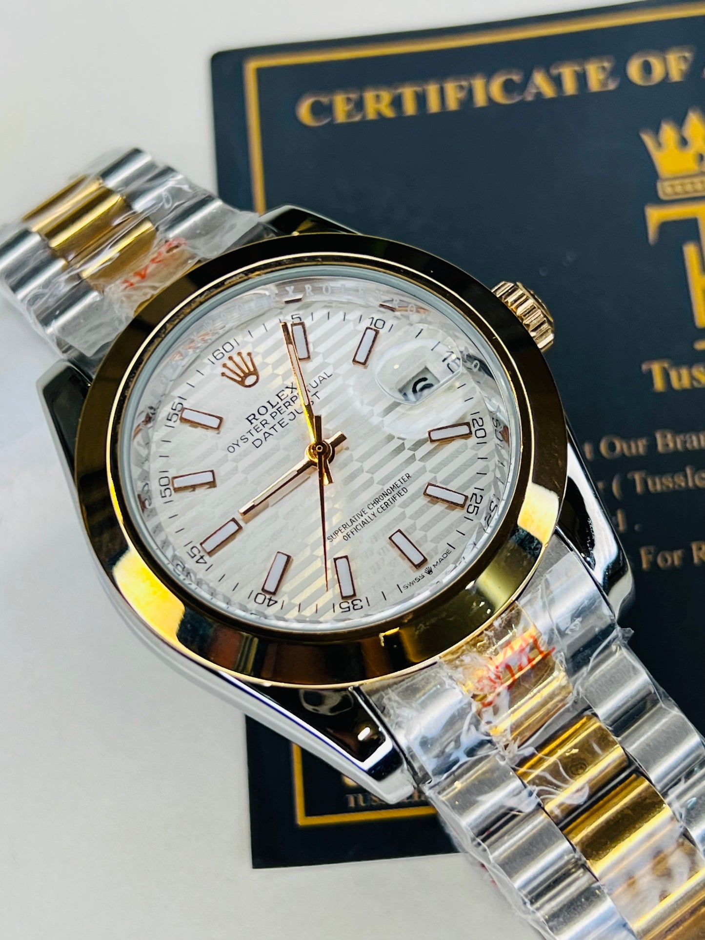 President Date Just Silver Rose Plain Bezel White Dial Automatic Watch