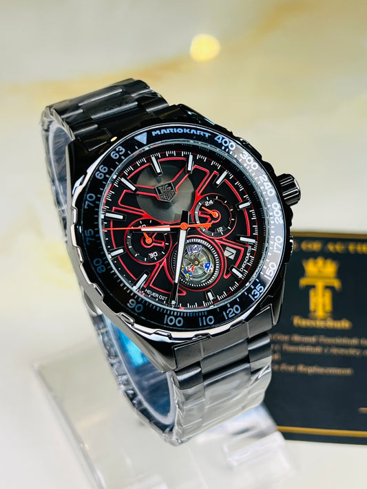 Tag Heur Black Red Chronograph Watch