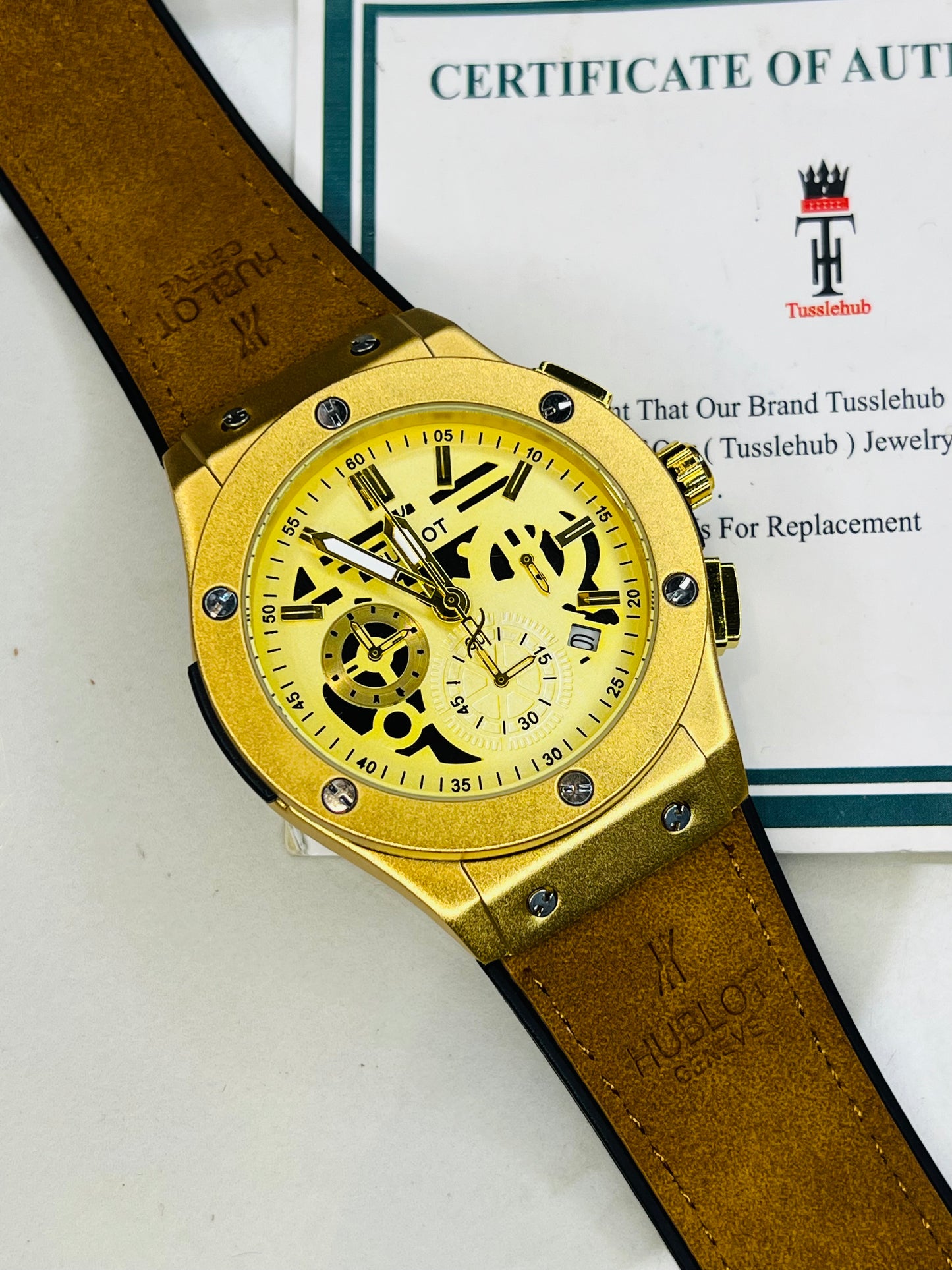 Brown Gold Chronograph Dial Hubl*t Watch