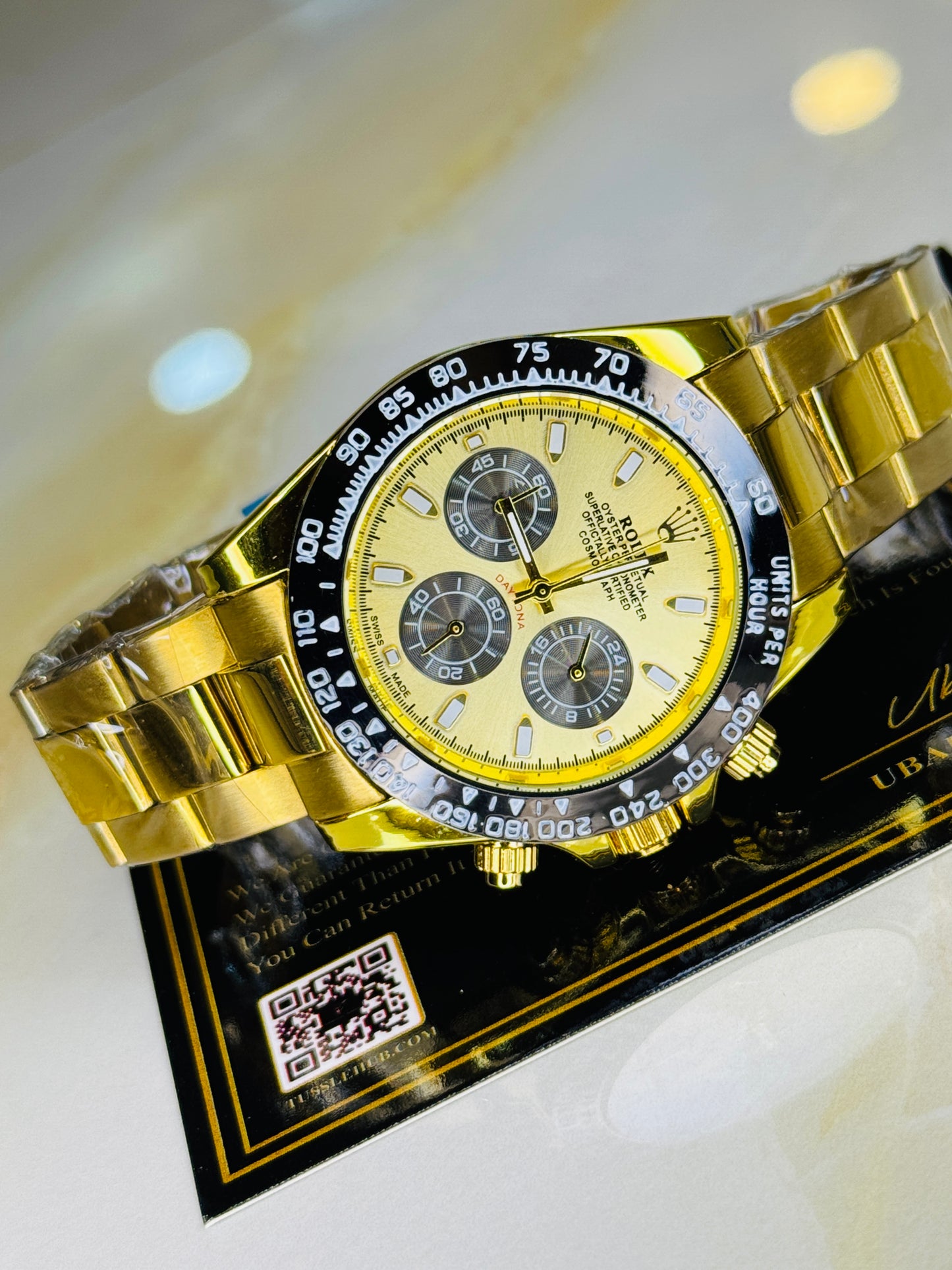 Gold Daytona Chronograph Master Clone Chain Strap Watch