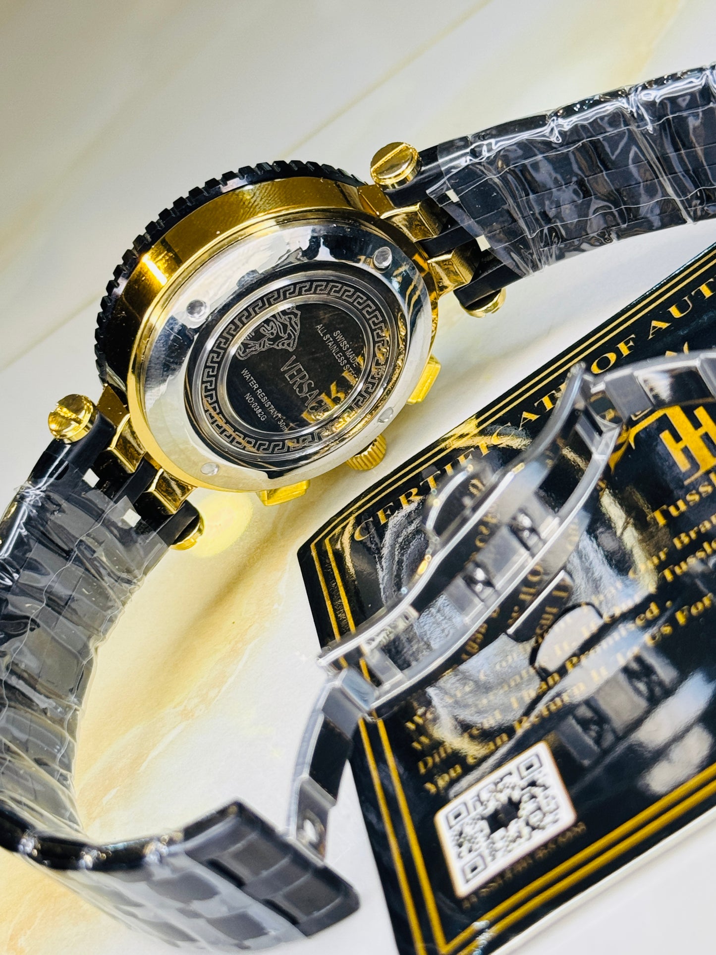 Millionaire Black Versace Gold Chronograph Dial Watch