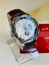 Brown White Grand Carrera Leather Watch