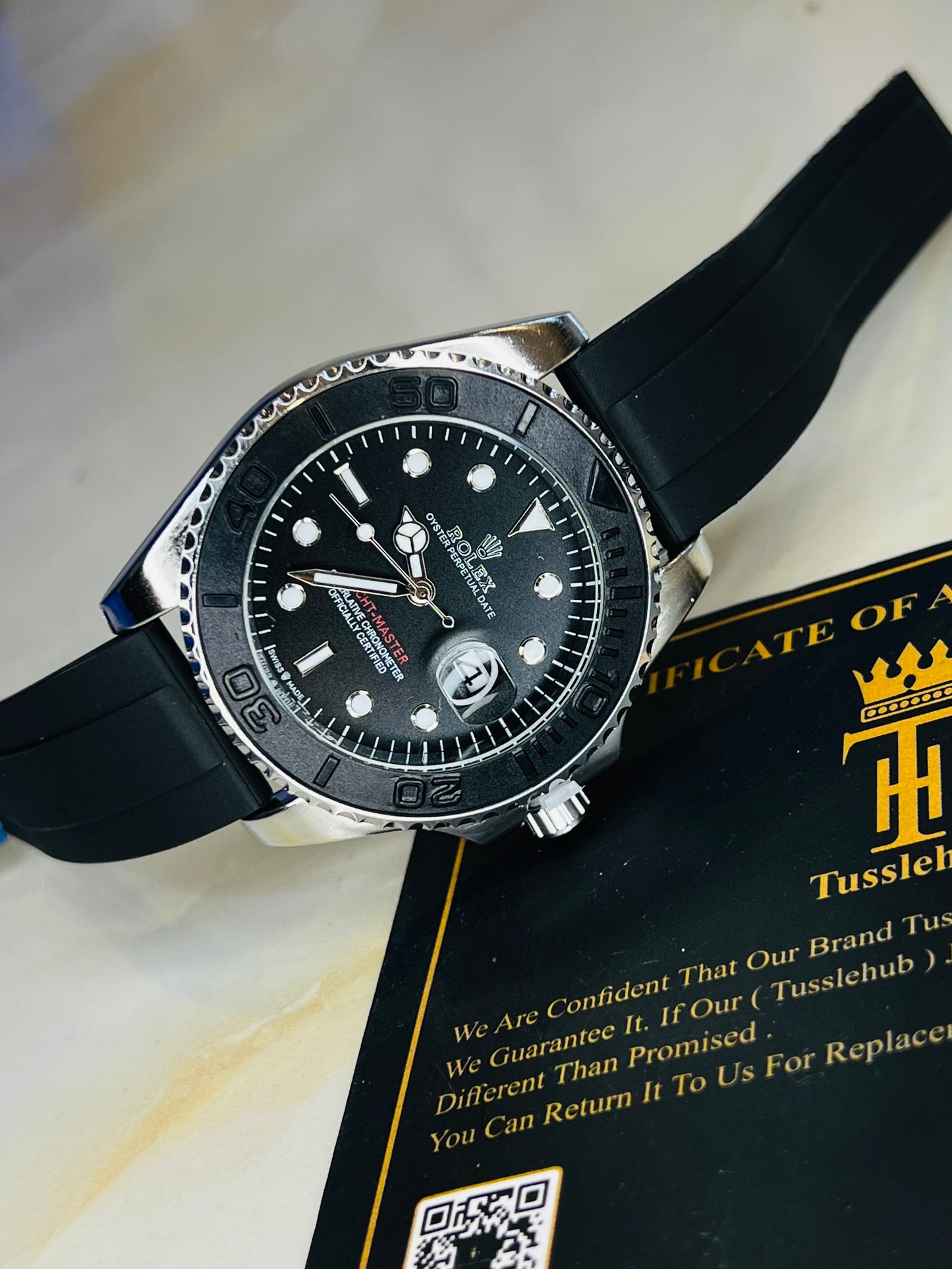 Black Silver Yatchmaster Oyster Watch