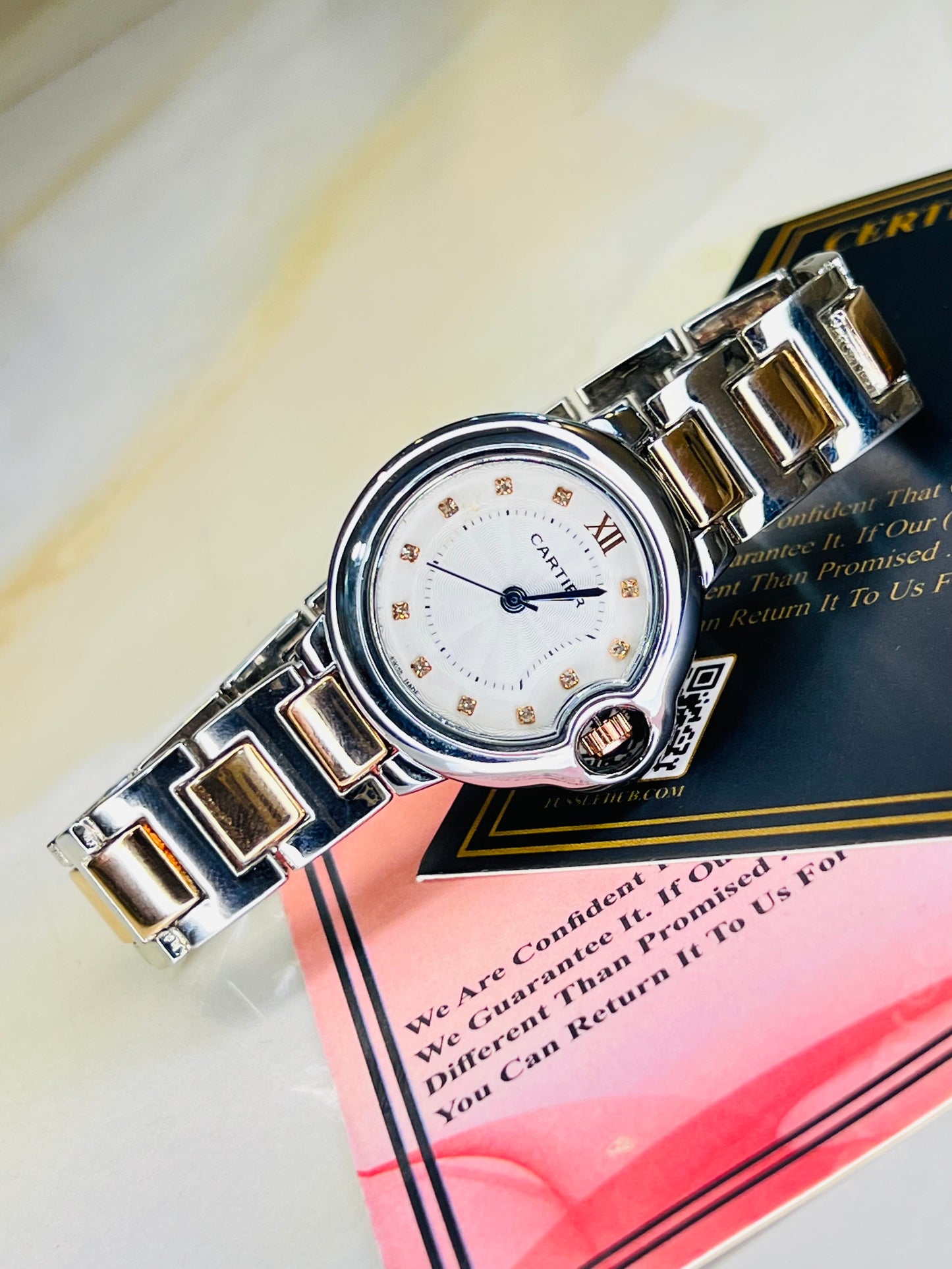 Two Tone White Dial Cartier Watch For Her