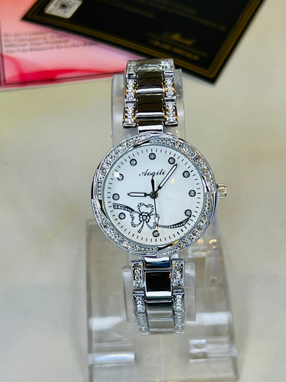 Silver Uni Flower Zircon Watch for her