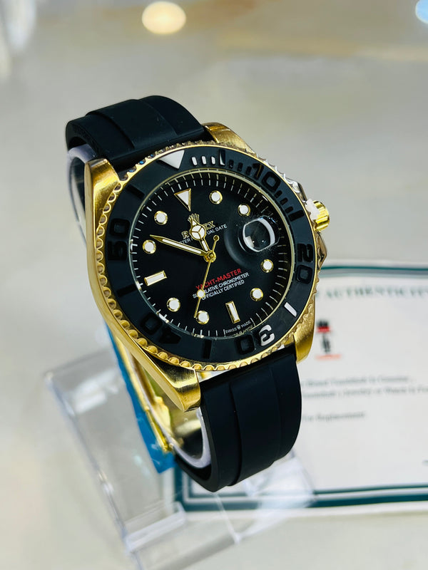 Gold Black Yatchmaster Watch