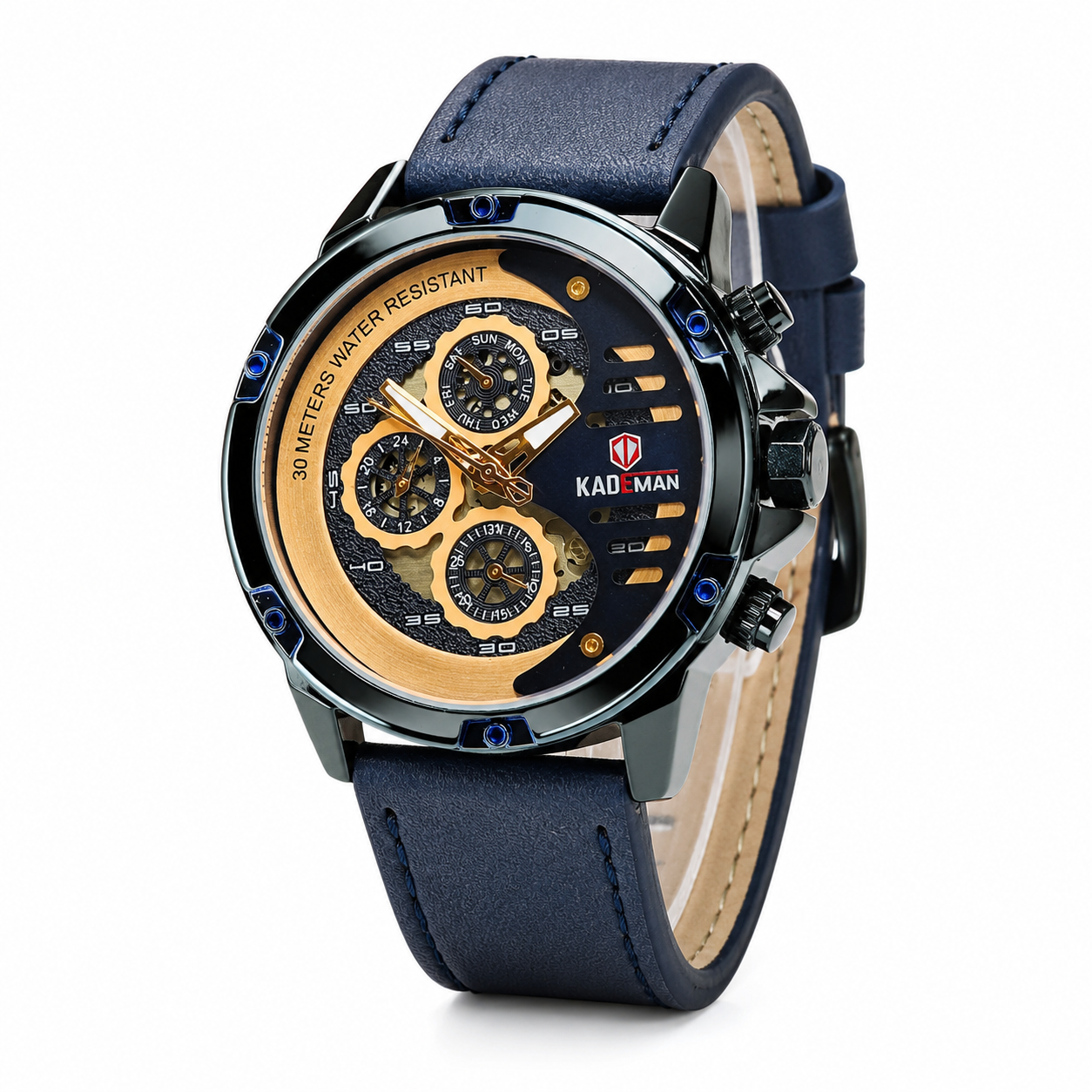 Kademan Tungsten Blue Chronograph Watch
