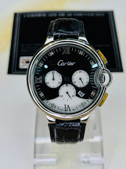 Black Panda Cart*er Chronograph Dial Watch