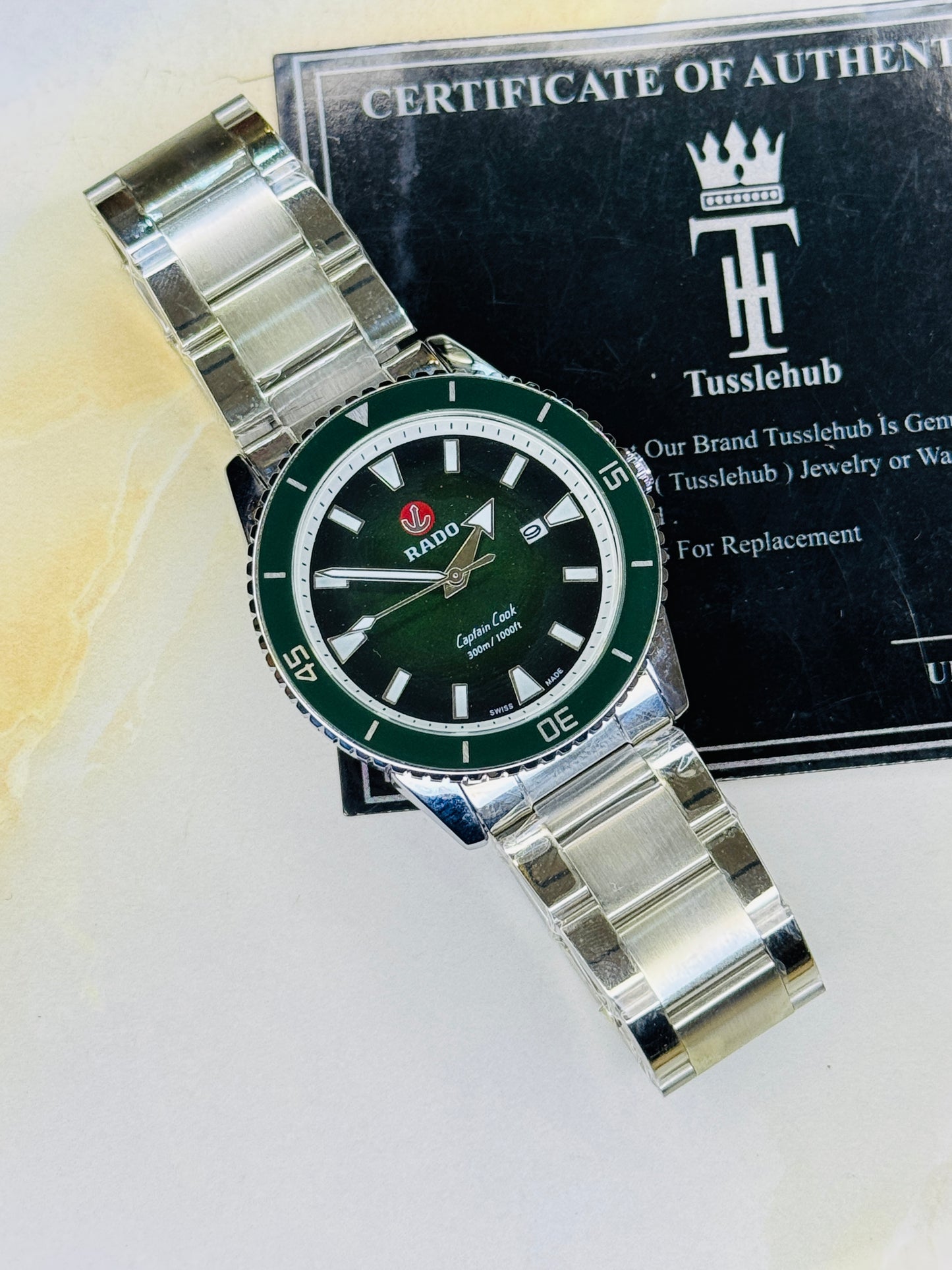 Silver Emerald Rado Captain Cook Watch