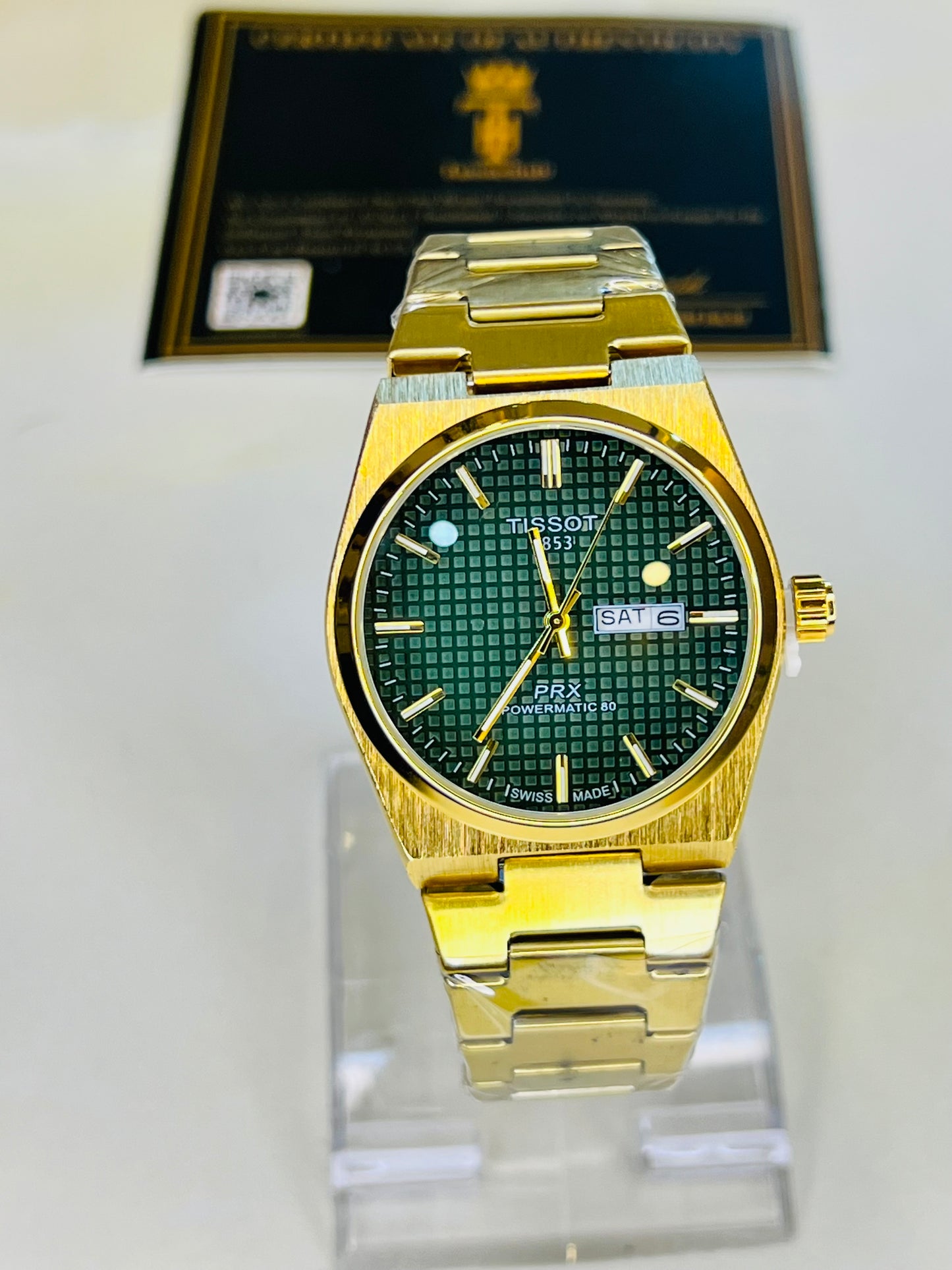Tissot PRX Gold With Green Textured Dial Watch