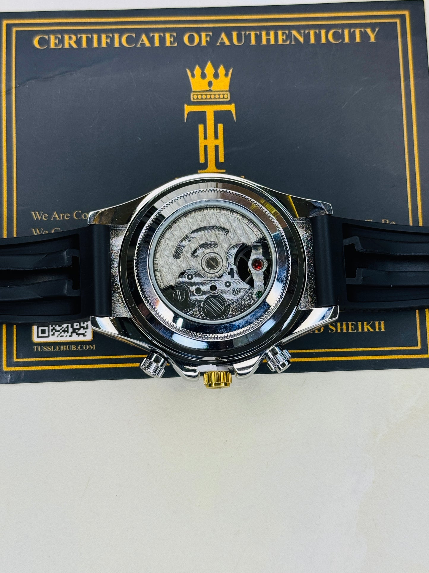 Skeleton Daytona Silver Black Watch