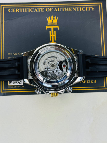 Skeleton Daytona Silver Black Watch