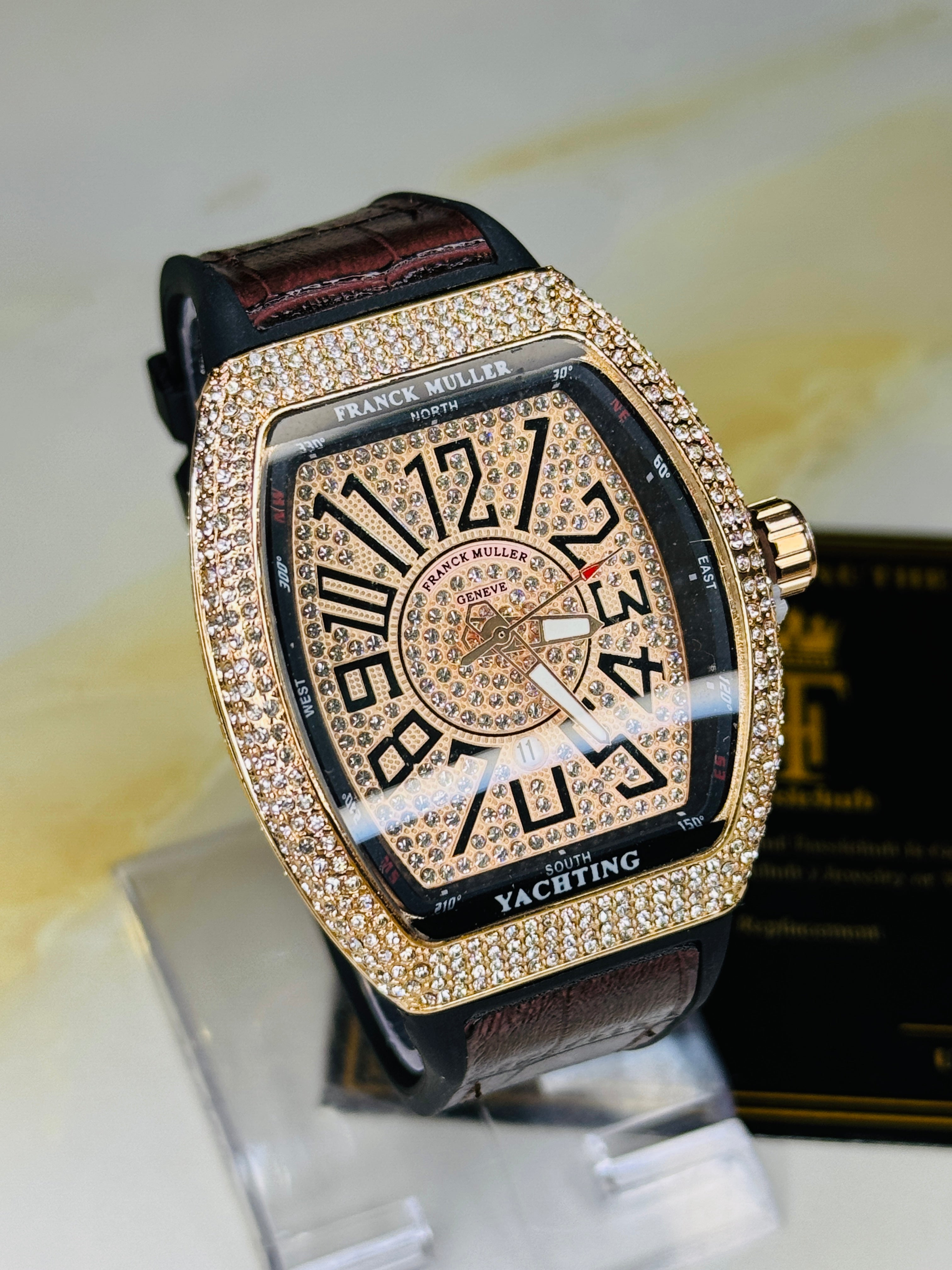 Chocolate Rose Gold Iced Frank Muller Watch