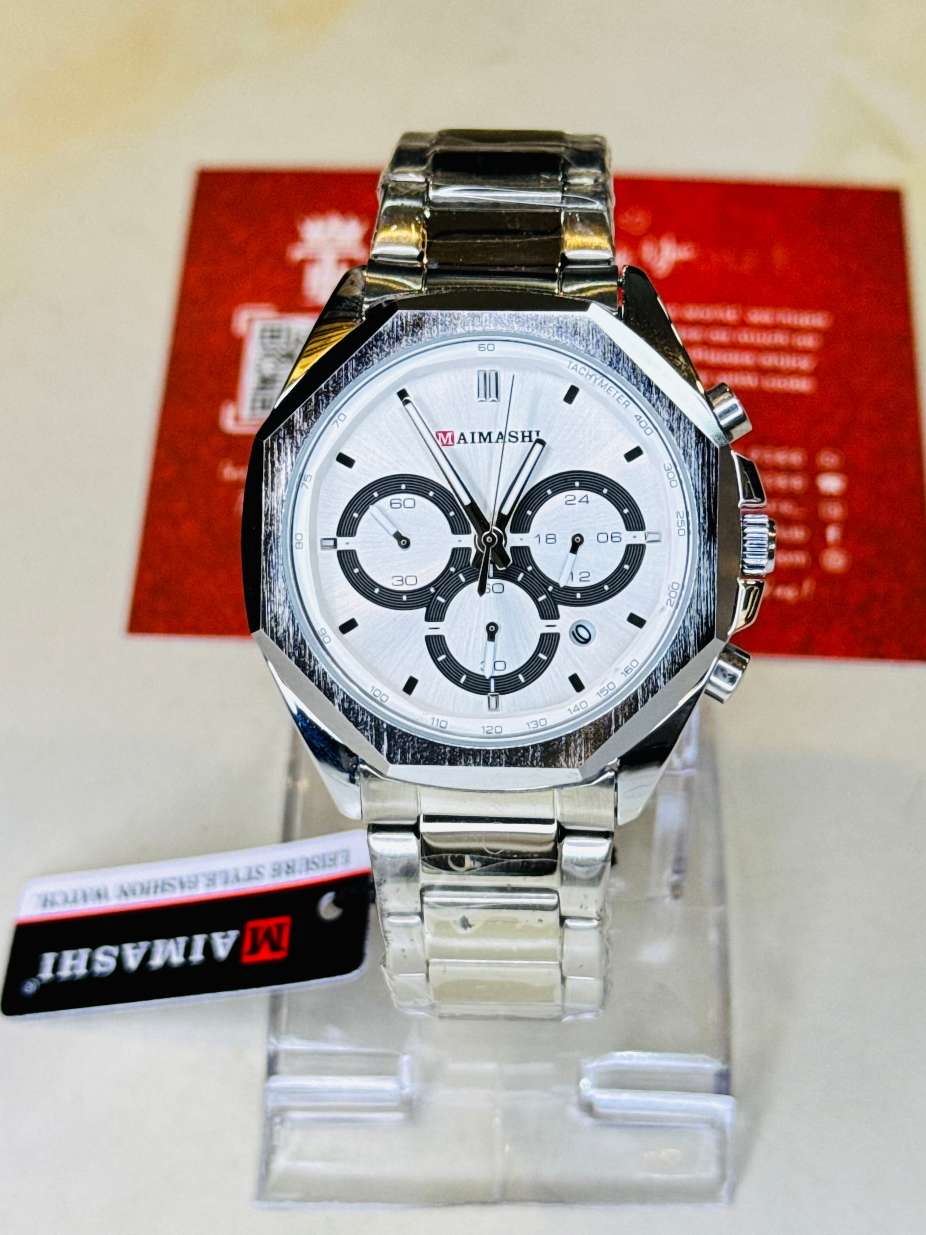 Silver White Maimashi Chronograph Waterproof Watch