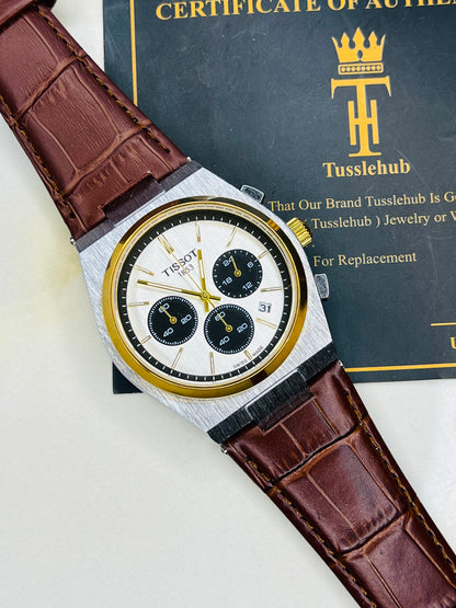 Leather Strapped Tissot PRX 1853 Chronograph Watch