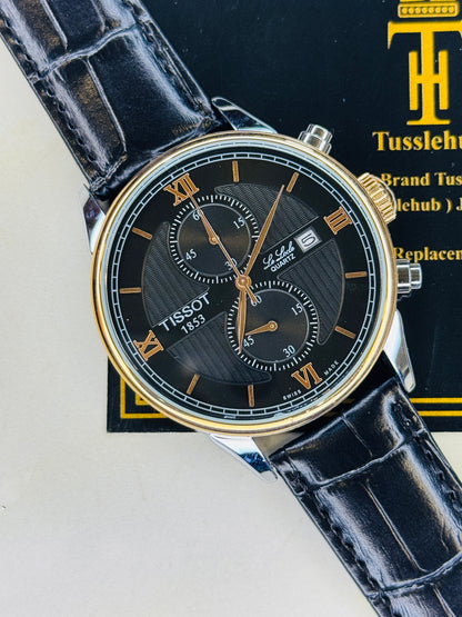 Le Lode Black Leather Chronograph Dial Tissot Watch