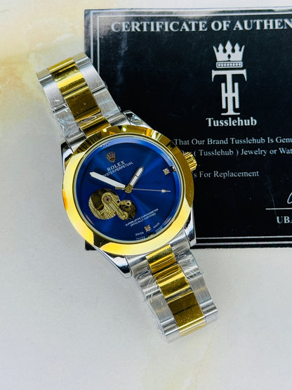 Two Tone Sapphire Hawk Eye Automatic Rolex Watch