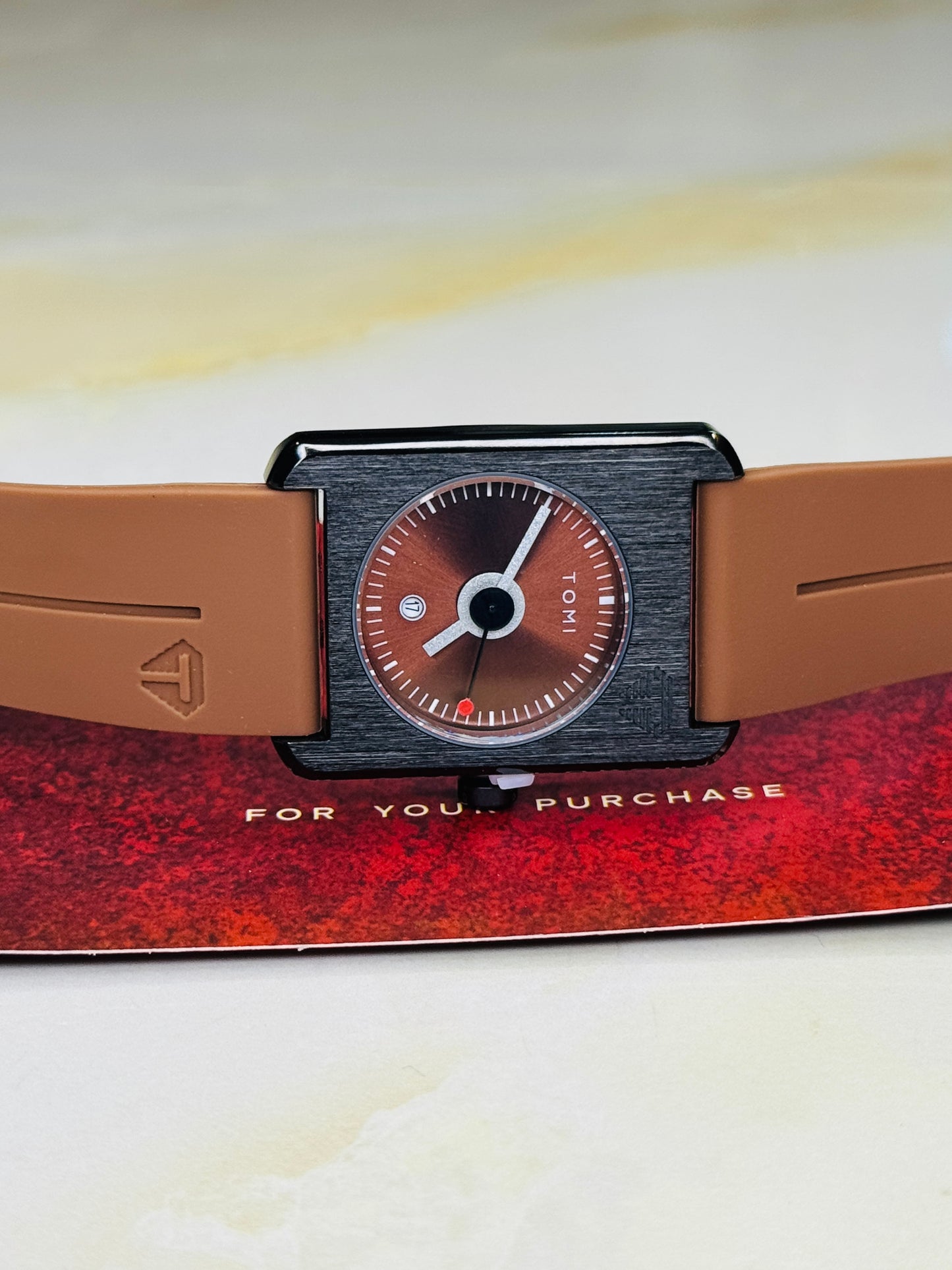 Tomi Brown Tank Magnetic Strap Watch