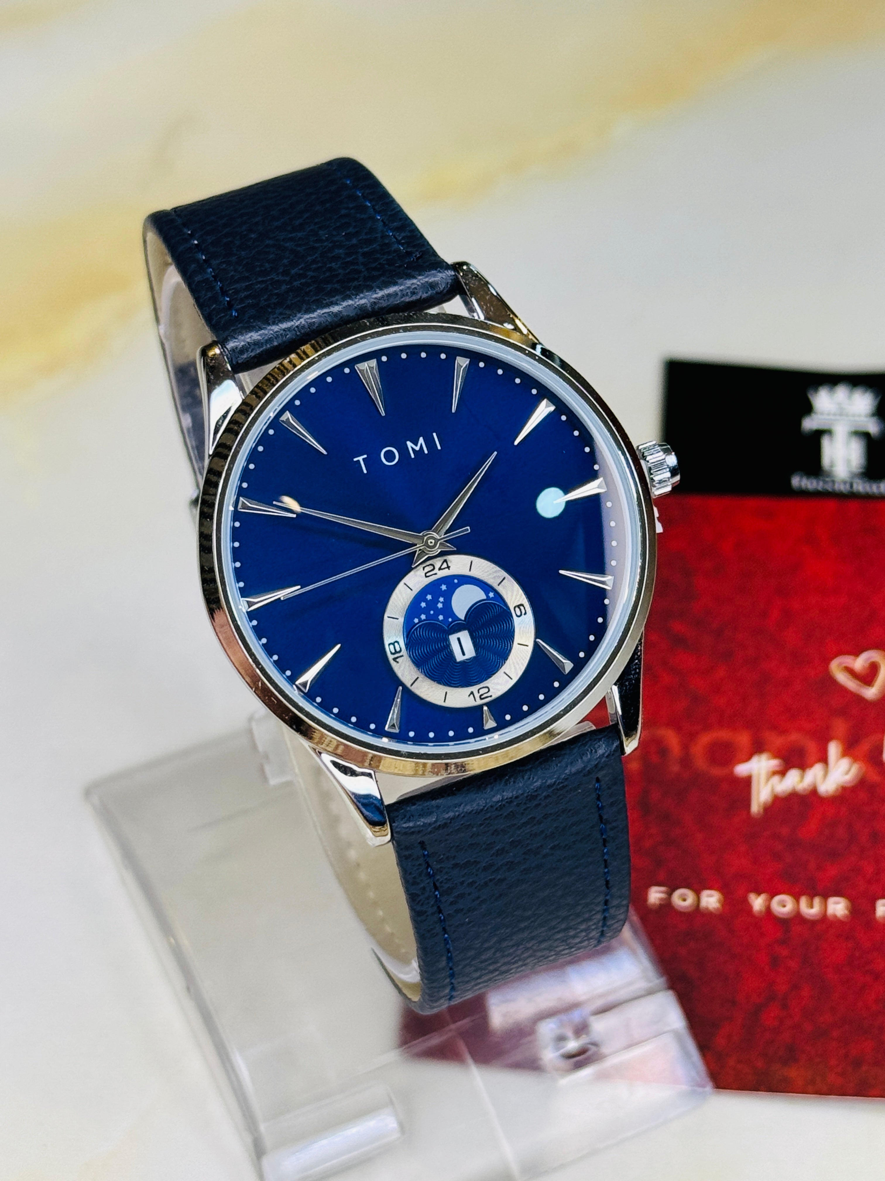 Tomi All Blue Leather Magnetic Strap Watch