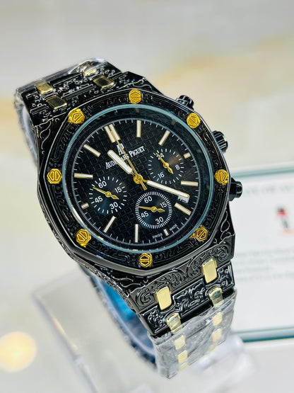 Calligraphic Dial Black AP Chronograph Watch