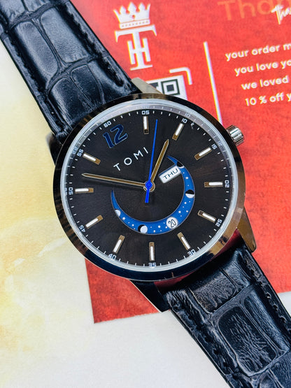 Black Silver Tomi Crescent Watch