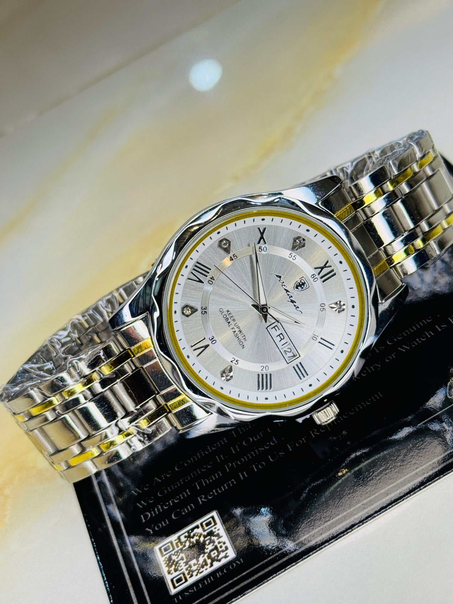 Two Tone White Poedagar Saint Day Date Watch