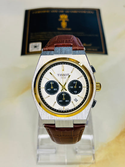 Leather Strapped Tissot PRX 1853 Chronograph Watch