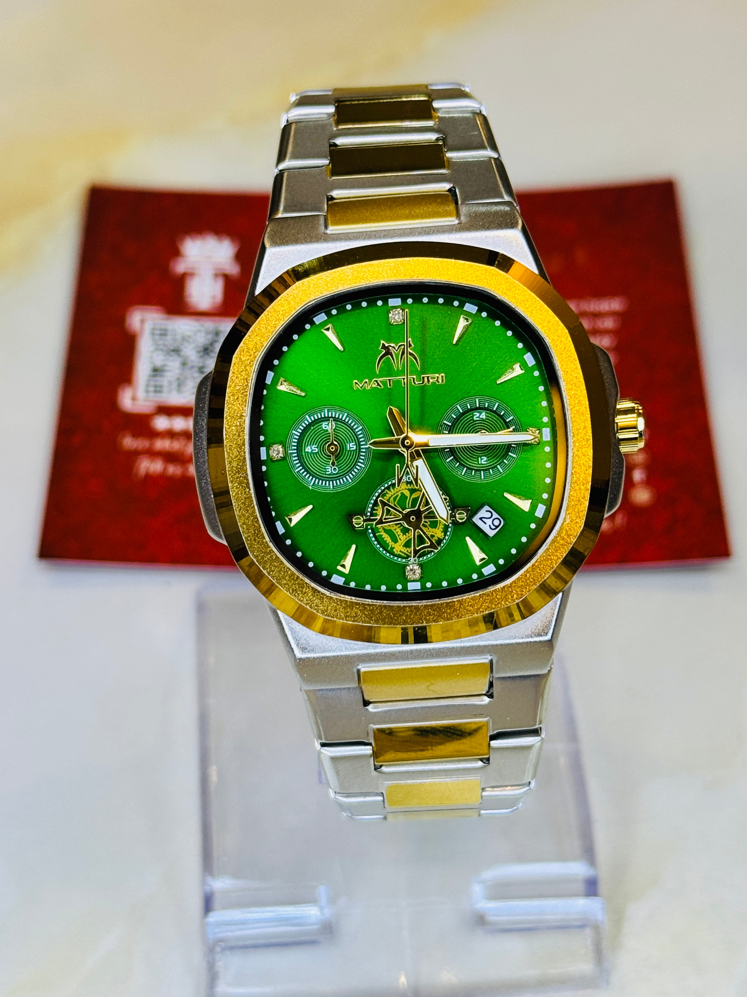 Two Tone Emerald Matturi Chronograph Nautilus Watch