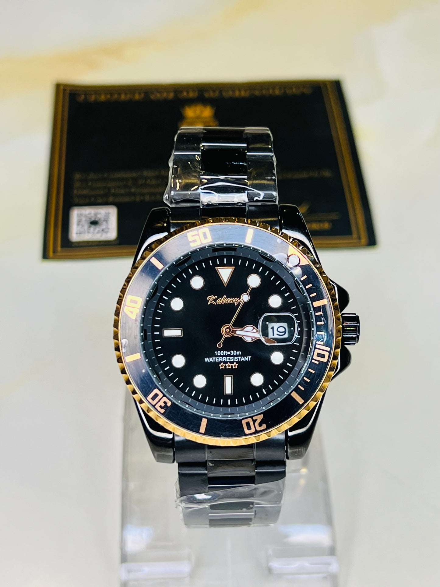 Kaluuya Black Rotating Bezel Couple Watches