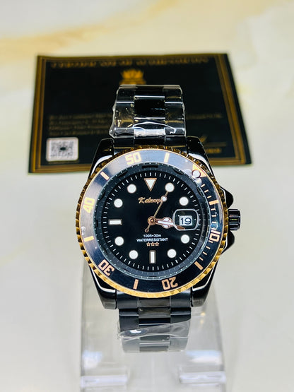 Kaluuya Black Rotating Bezel Couple Watches