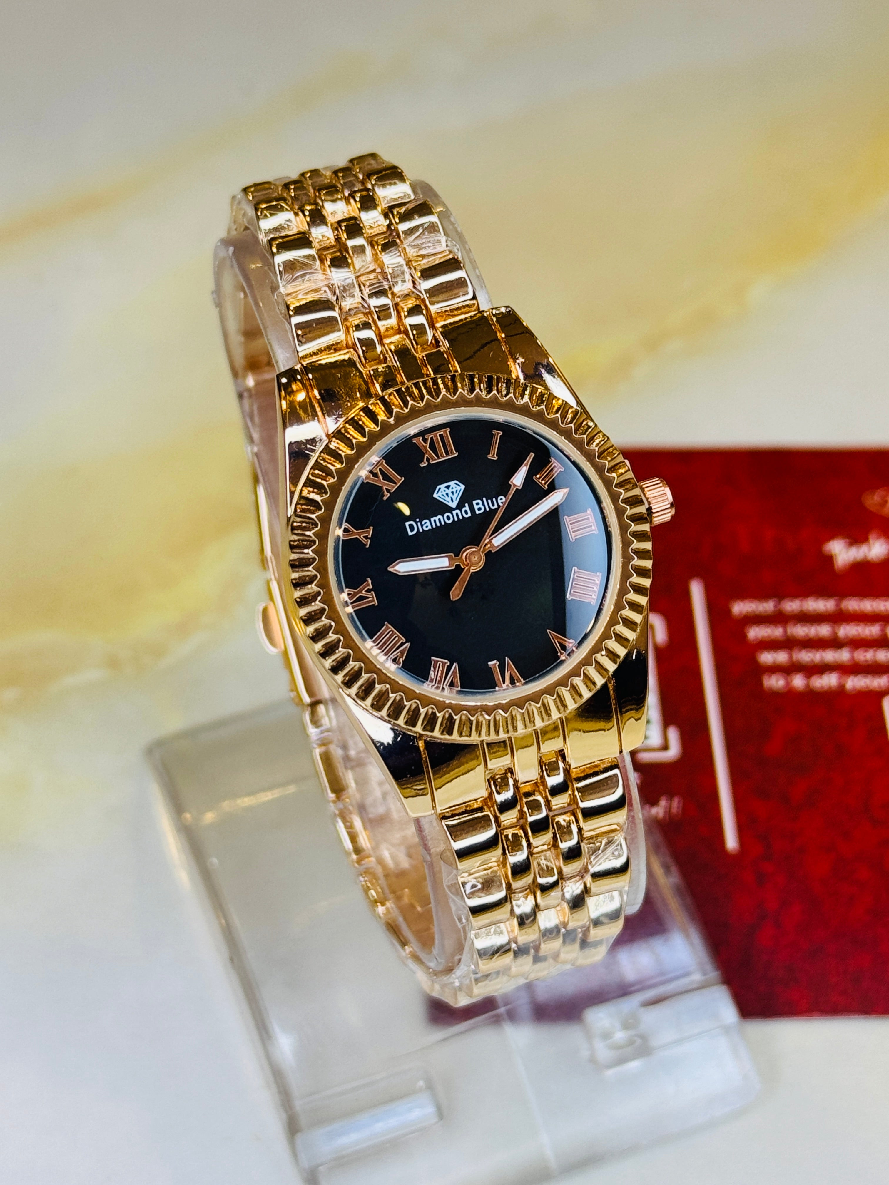 Rose Gold Black Aoqili Roman Watch for her