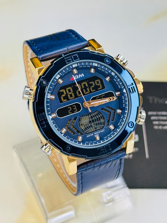 XDM Tungsten Blue Brown Dual Time Watch