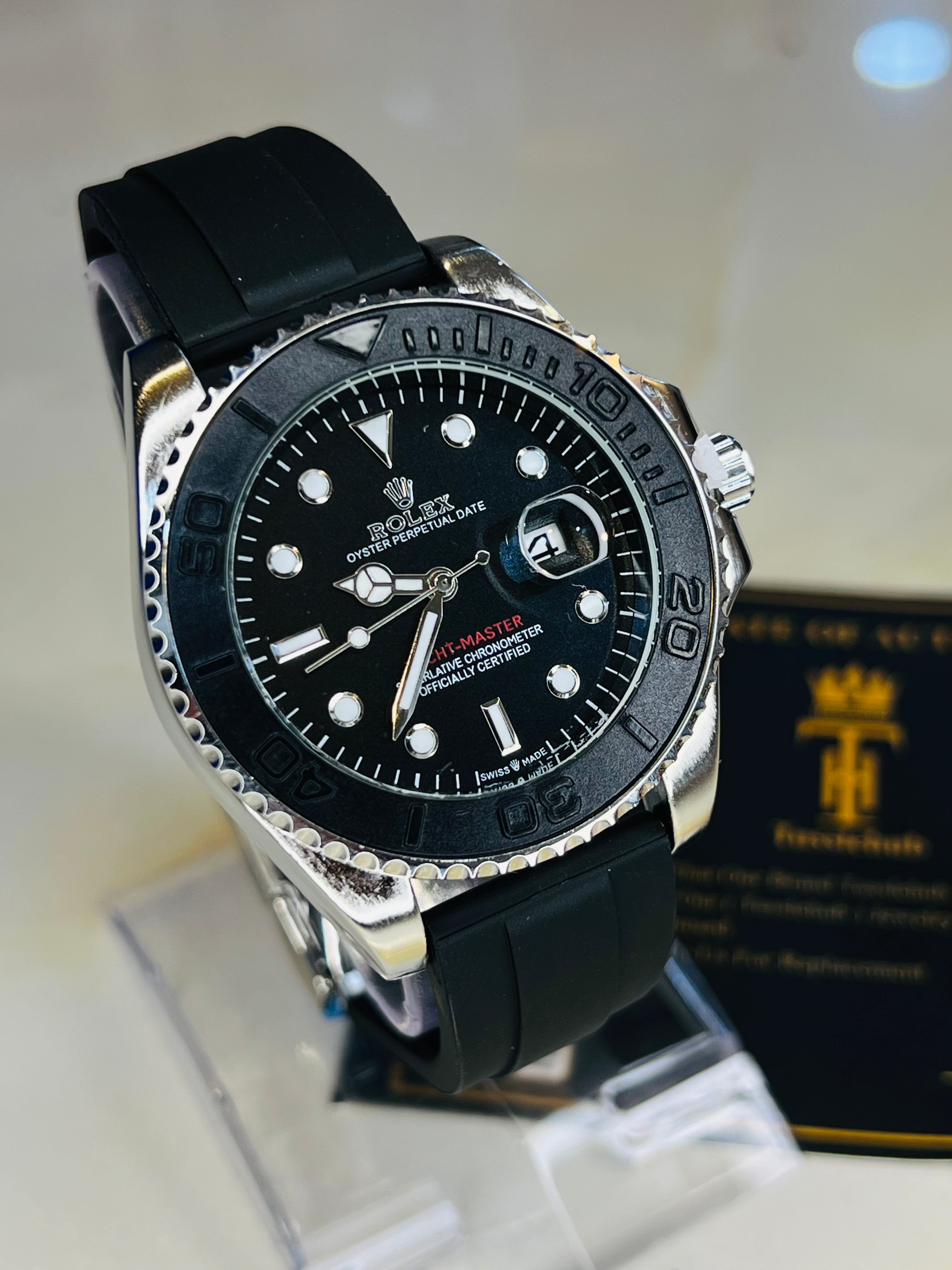 Black Silver Yatchmaster Oyster Watch