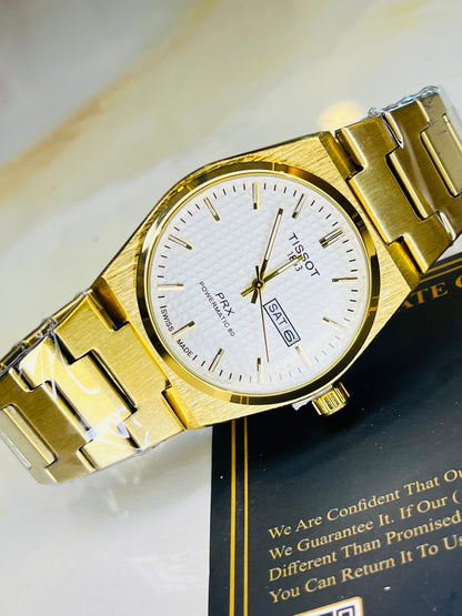 Tissot PRX Gold With White Textured Dial Watch