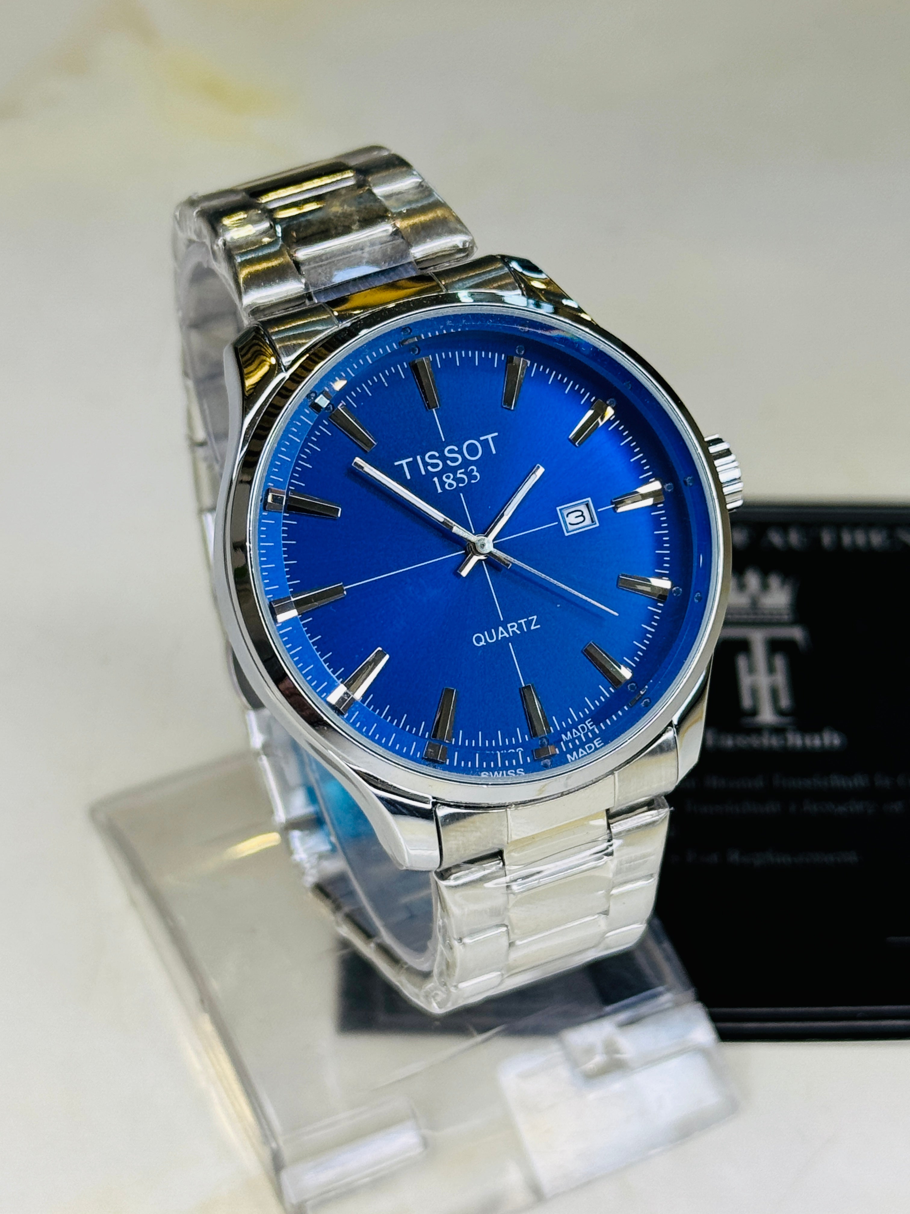 Pr100 Silver Blue Round Tissot Watch