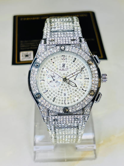 Silver Big Bang Iced Out Watch