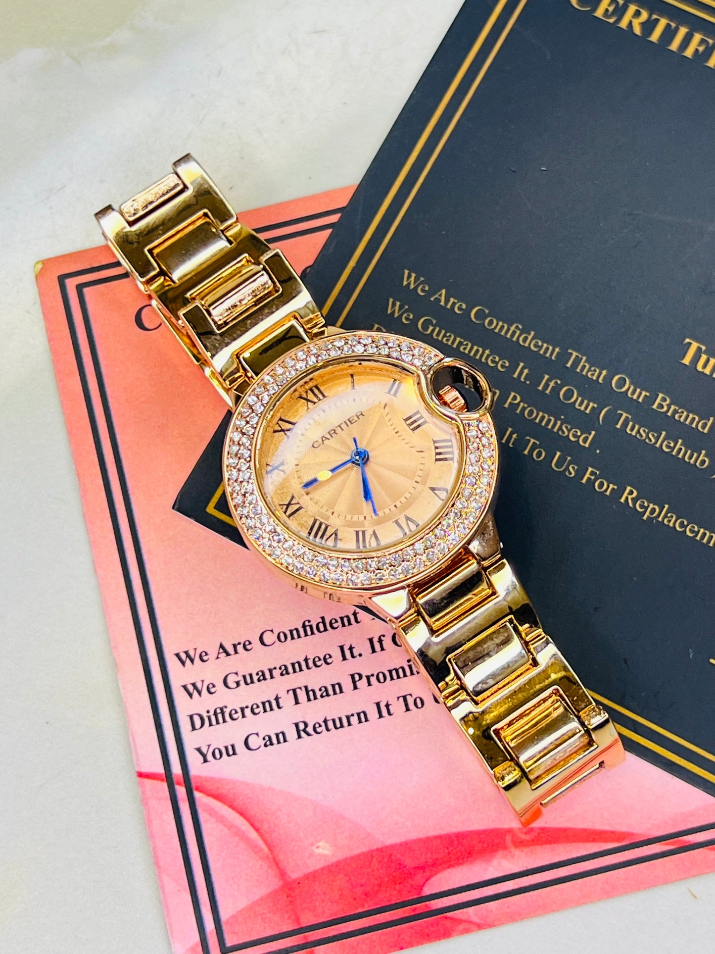 Cartier RoseGold Iced Dial Watch For Her