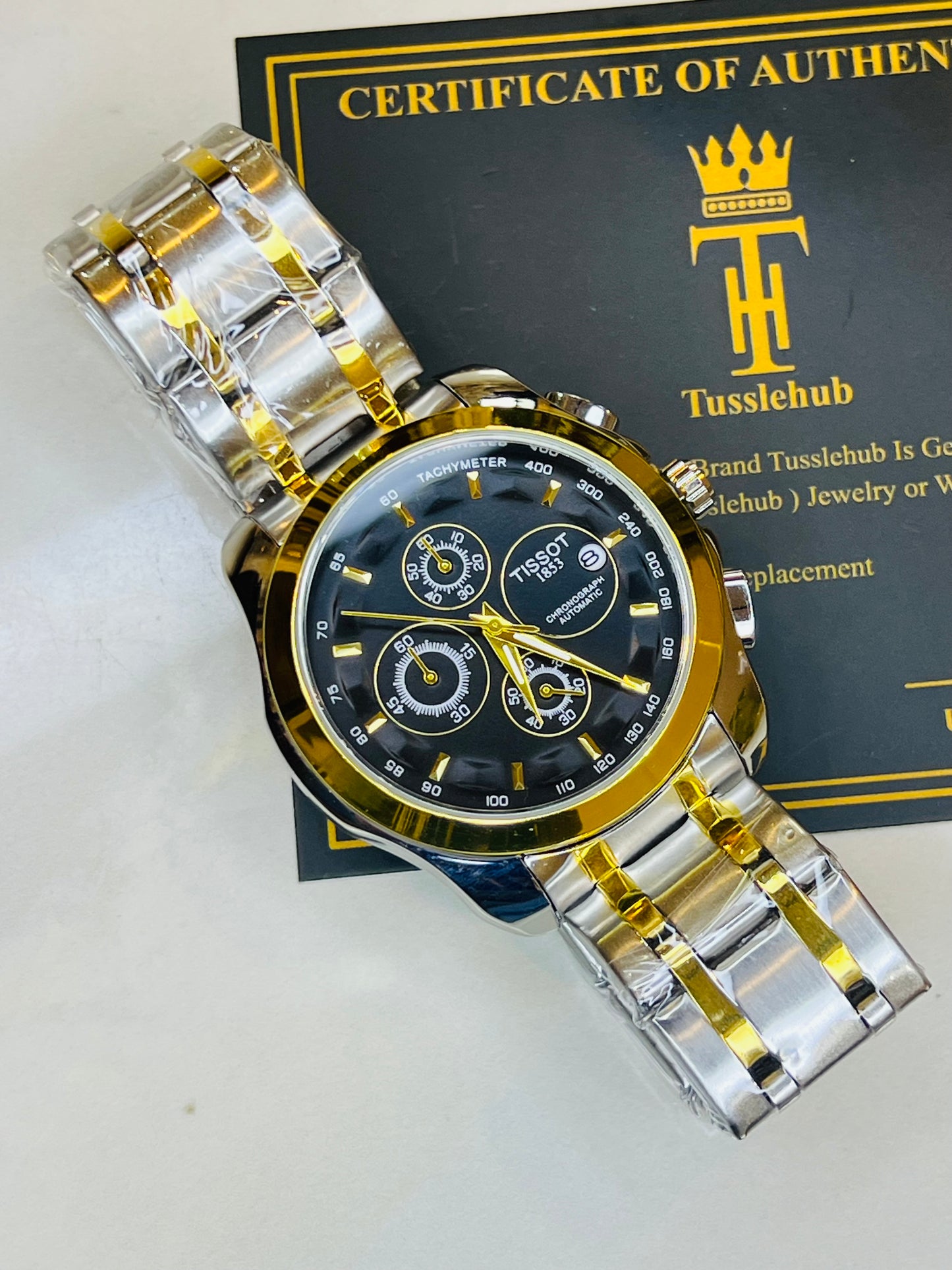 Two Tone Black 1853 Chain Strap Chronograph Watch