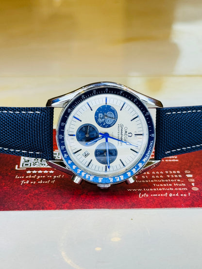 Omega 50th Anniversary Aqua Blue Chronograph Watch