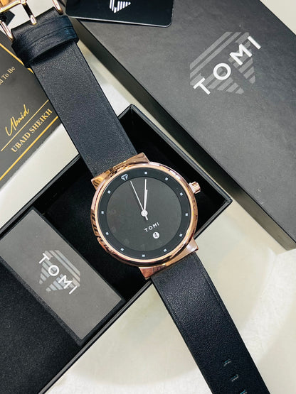 Tomi Black Rose Gold Elegance Dial Watch