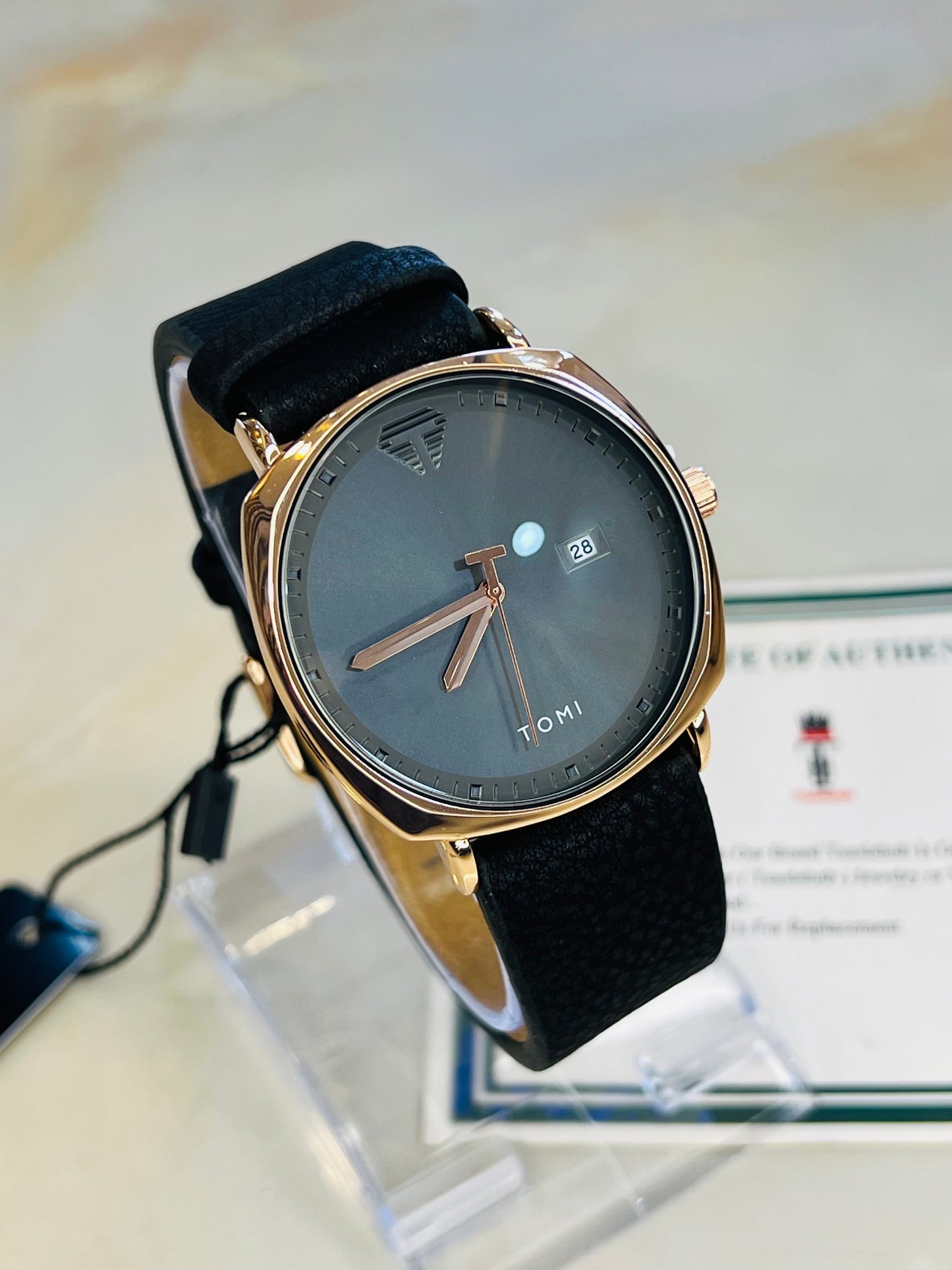 Tomi Black Gold Sleek Dial Watch