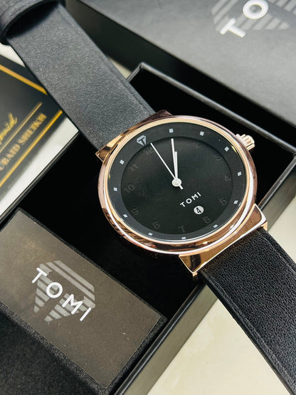Tomi Black Rose Gold Elegance Dial Watch