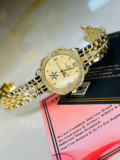 Xenlex Gold Zircon Watch For Her