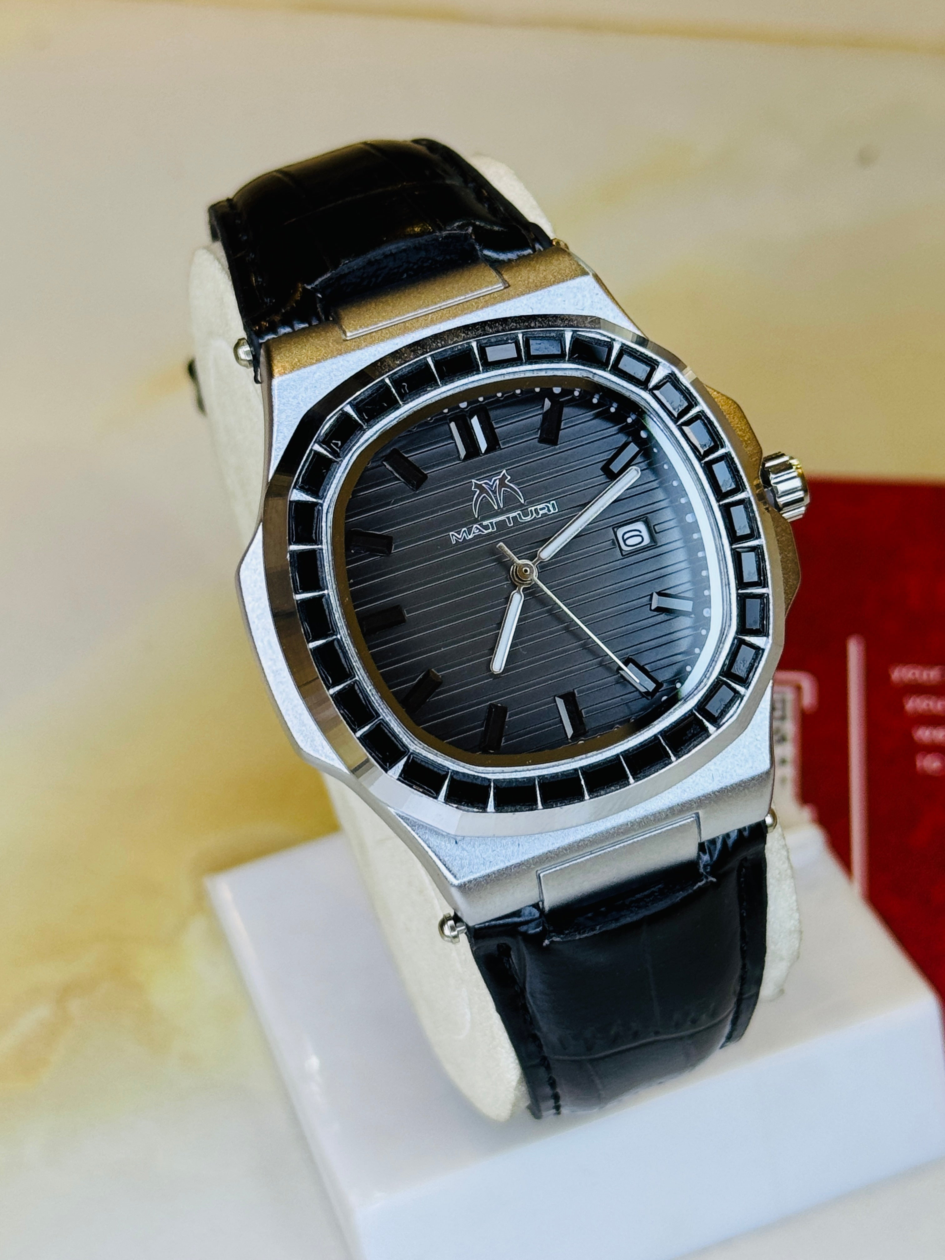 Matturi Silver Black Zircon Watch